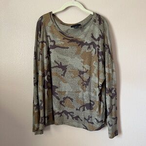 Sanctuary Long Sleeve Crew Neck Camo Shirt